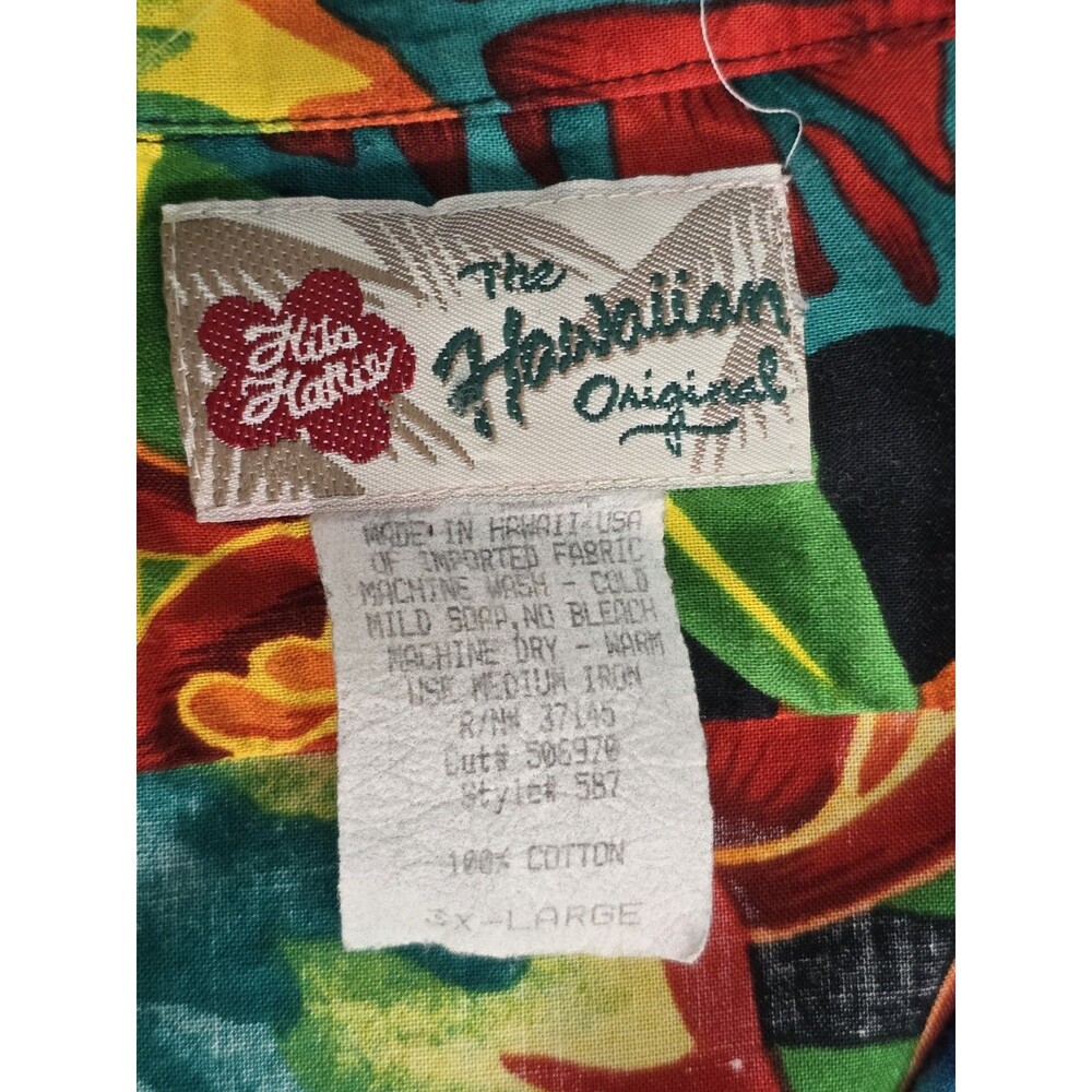 The Hawaiian Original Hilo Hattie 3XL Men Short Sleeve Cotton Shirt Vibrant READ - Picture 3 of 11